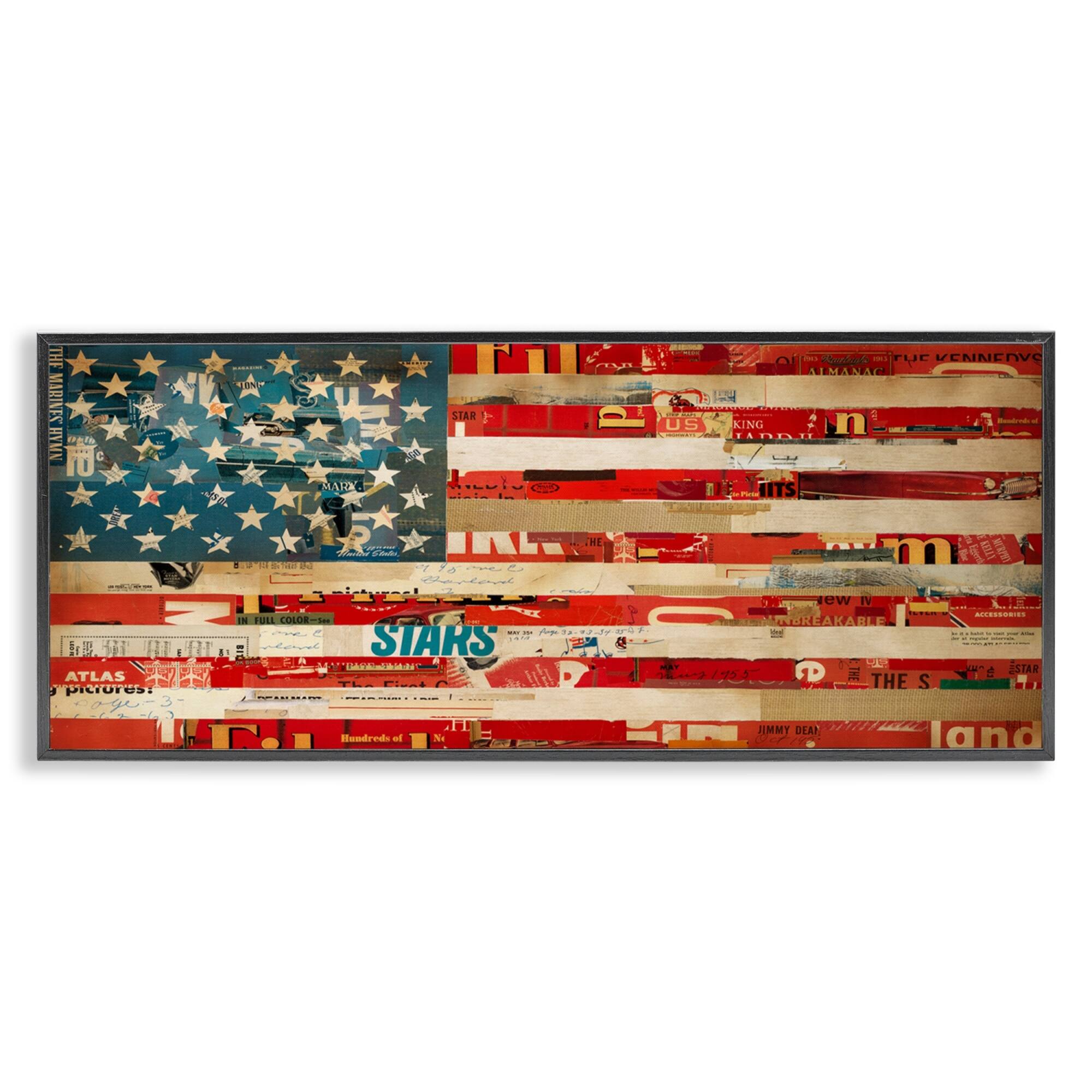 Stupell Industries Patriotic Collaged Flag Framed Giclee Art